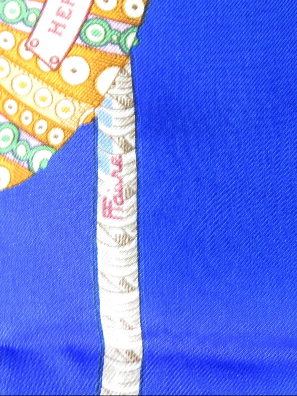 Hermes Blue Multicolor Fish Print Silk Scarf - Picture 11 of 13